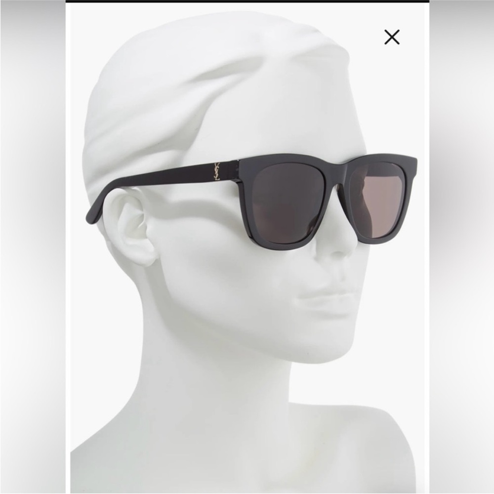 Saint Laurent YSL Black/ Gold SL M24/K Monogram 55MM Rectangular Sunglasses - Picture 3 of 14